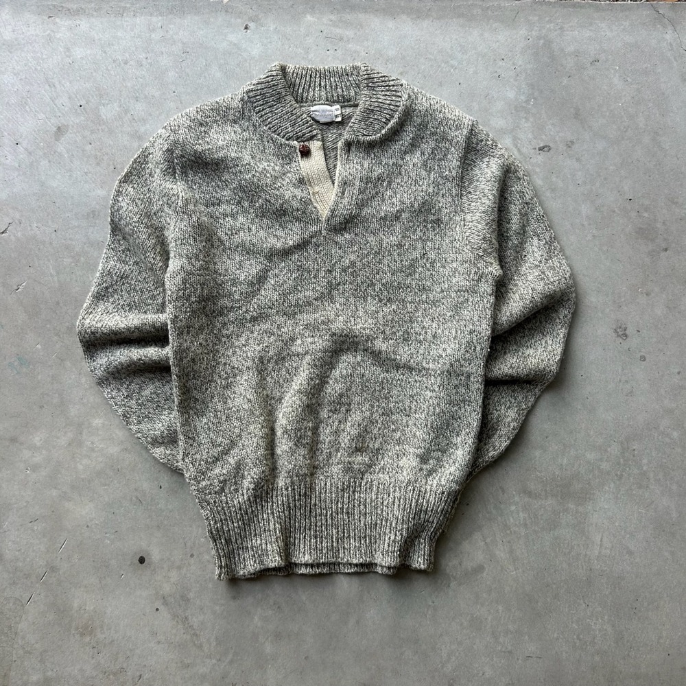 Brooks Brothers Brooksgate Mens Small Heather Gray Wool One Button Sweater